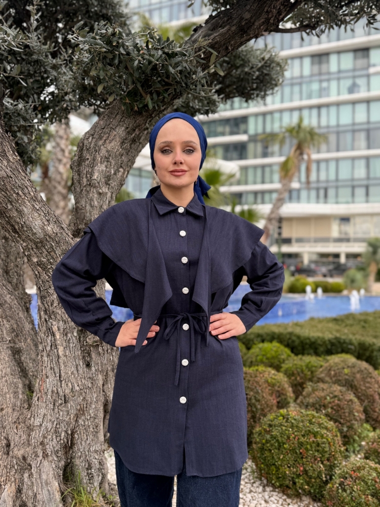 Resim 6522 Keten Şal Yaka Gömlek