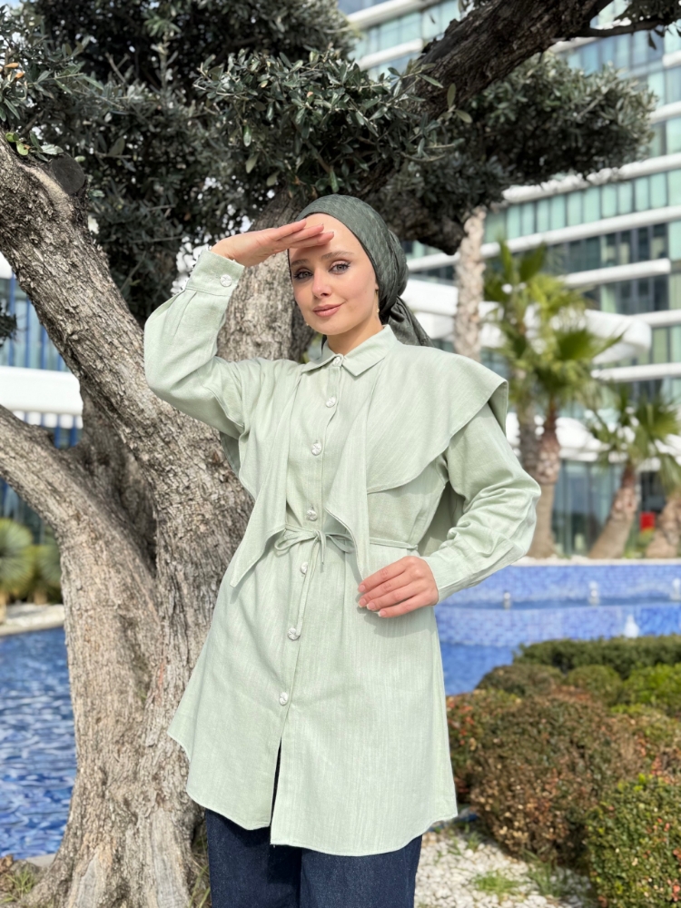 Resim 6522 Keten Şal Yaka Gömlek