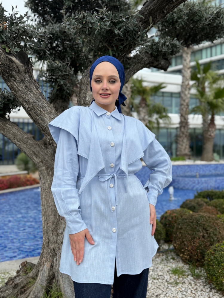 Resim 6522 Keten Şal Yaka Gömlek