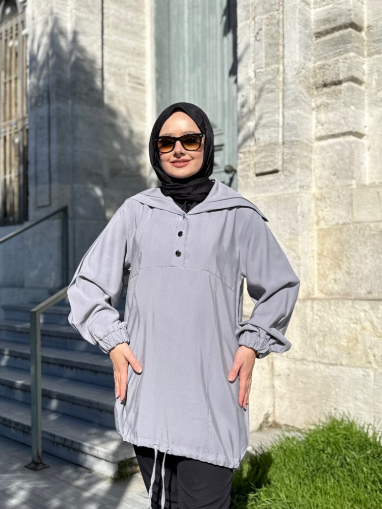 Resim 6504 Tensel Şal Yaka Tunik 