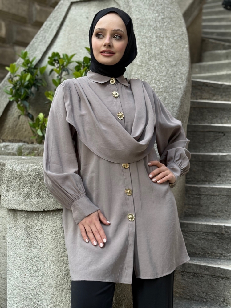 Resim 6528 Modal Şal Detaylı Gömlek