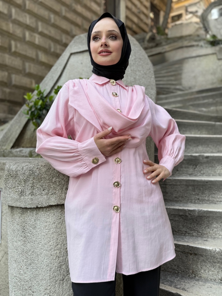 Resim 6528 Modal Şal Detaylı Gömlek